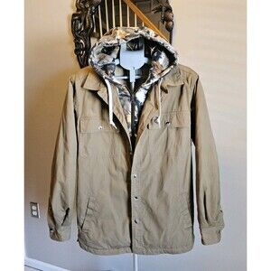 Legendary Whitetails Voyager Hooded Shirt Jacket Men M Camo Fleece Lined Hunting
